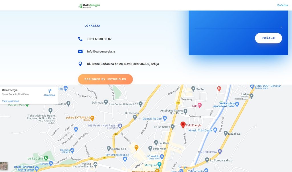 sajt sa interaktivnom google mapom